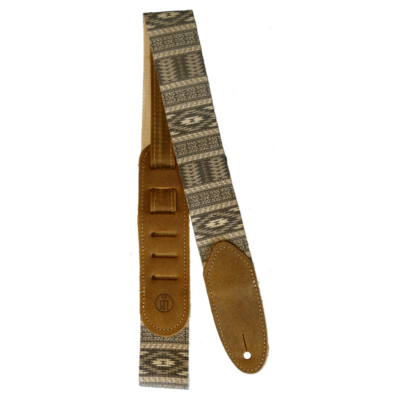 LM Products 2-inch Macrame Cotton Guitar Strap with Leather Ends - Beige